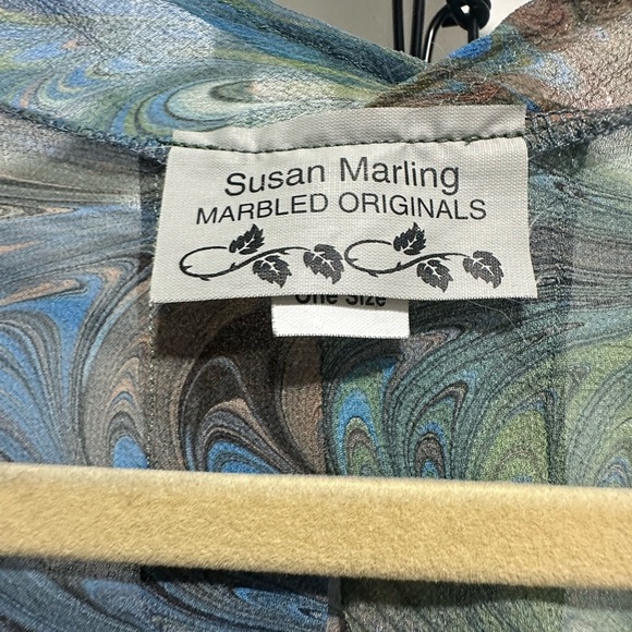 SUSAN MARLING Marbled Originals Silk Wrap Vest Hand Painted Open Front OS - Picture 3 of 5